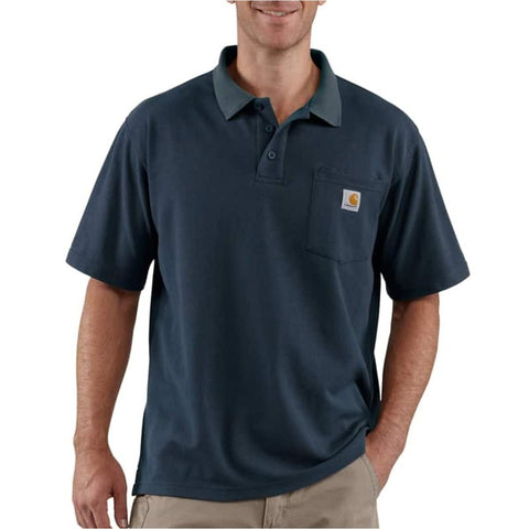 Loose Fit Midweight Short Sleeve Pocket Polo (Black) Men's Clothing