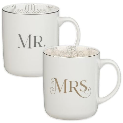 Mr. & Mrs. White Ceramic Coffee Mug Set MUGS56