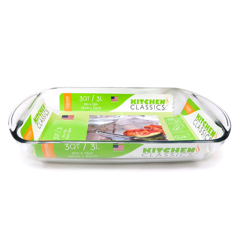 Kitchen Classics 3 qt glass baking dish in package