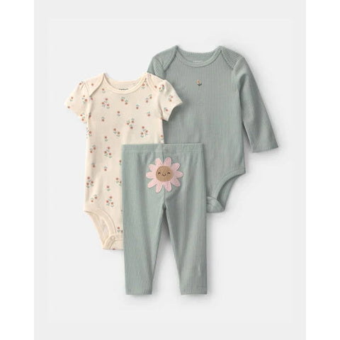Baby Girls' 3-Piece Floral Bodysuit and Pant Set 1V706910