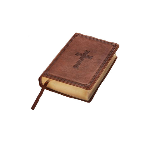 Saddle Tan Faux Leather Large Print Compact King James Version Bible KJV083