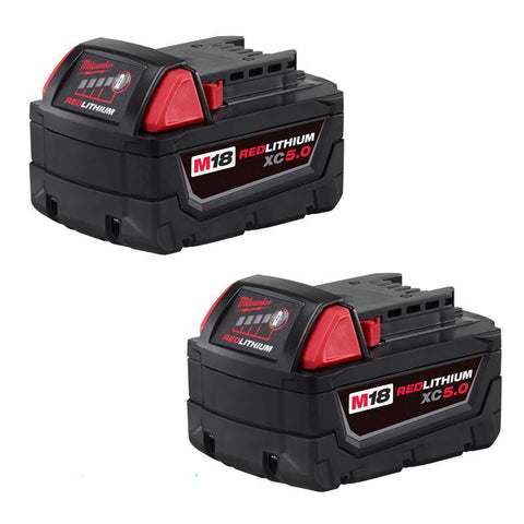 Pack of 2 Milwaukee M18 REDLITHIUM XC5.0 power tool batteries