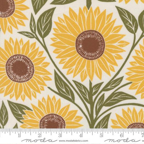 cream, Garden Series Collection Sunflower Cotton Fabric 3320