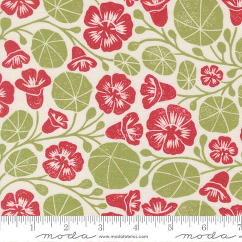 cream, Garden Series Collection Nasturtium Cotton Fabric 3323