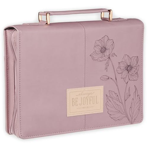 Always Be Joyful Dusty Mauve Faux Leather Fashion Bible Cover BBM894