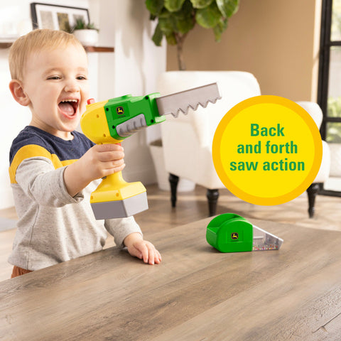 John Deere 2-in-1 Power Tool Toy with Toy Saw and Toy Vacuum 47614