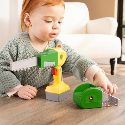 John Deere 2-in-1 Power Tool Toy with Toy Saw and Toy Vacuum 47614