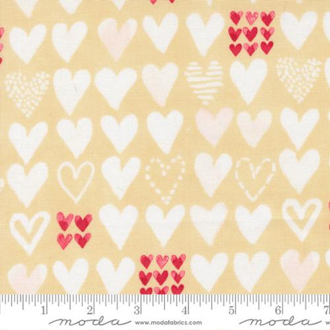 tan, Darling Peony Collection Hearts Cotton Fabric 48793