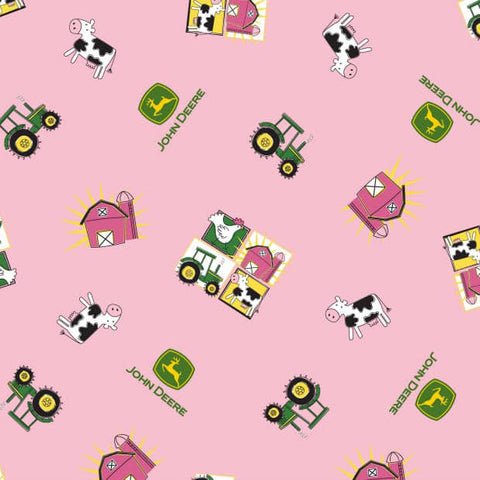 pink farm, John Deere Cotton Fabric Collection 46792