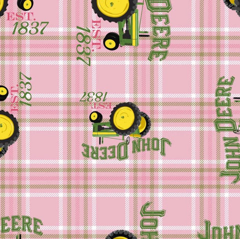 plaid pink, John Deere Cotton Fabric Collection 46792