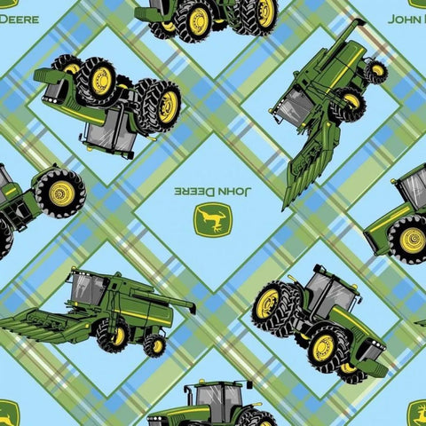 blue patch plaid, John Deere Cotton Fabric Collection 46792