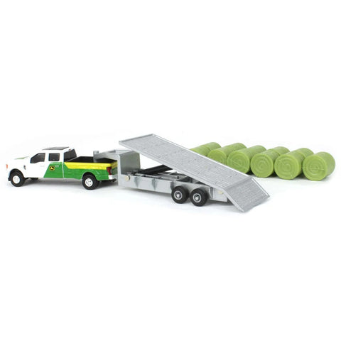 1/64 John Deere Ford F-350 Pickup Truck with Trailer & 11 Round Bales 45927