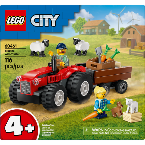 LEGO City Red Farm Tractor with Trailer & Sheep Toy, Playset for Kids 60461