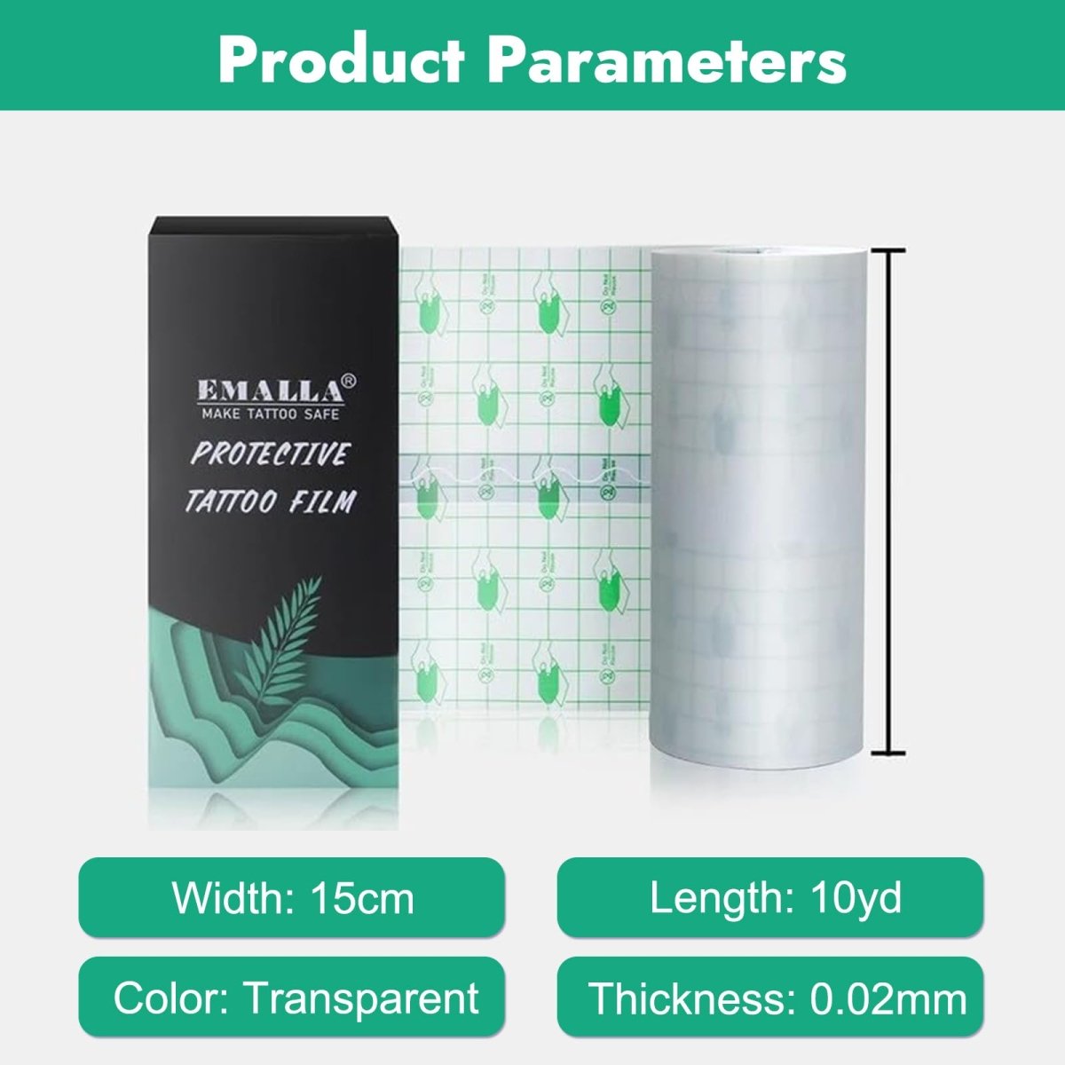 6in x 11yd Second Skin Tattoo Cover Protection Film by Emalla - Tattoo Aftercare Bandage - Tattoo Unleashed