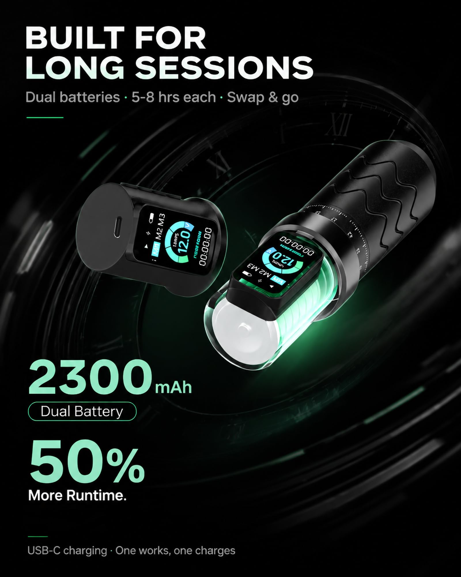 Wireless Tattoo Pen Kit by Poseidon - 2pcs Batteries 7 Strokes PTK206-US