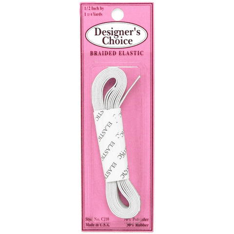 1/2" White Braided Elastic CJ-107