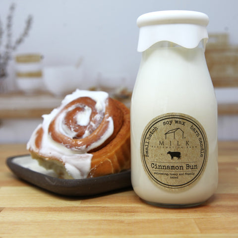 Cinnamon Bun scent Milk Bottle Candle