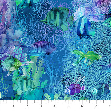 Coral Reef Collection Swimming Fish Cotton Fabric DP28879-48
