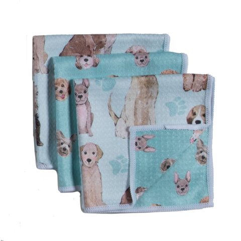 Dog and Paw Prints 3-Pack Dishcloths R8634