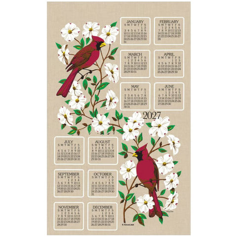 dogwood and cardinal, 2027 Calendar Towels