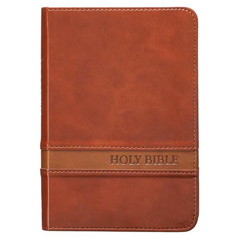 Two-tone Brown Faux Leather Large Print Compact King James Version Bible KJV034 front cover