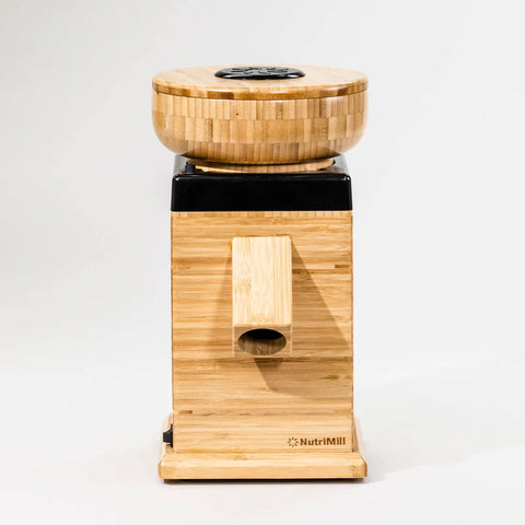 NutriMill Black Harvest Grain Mill 789000 front of mill