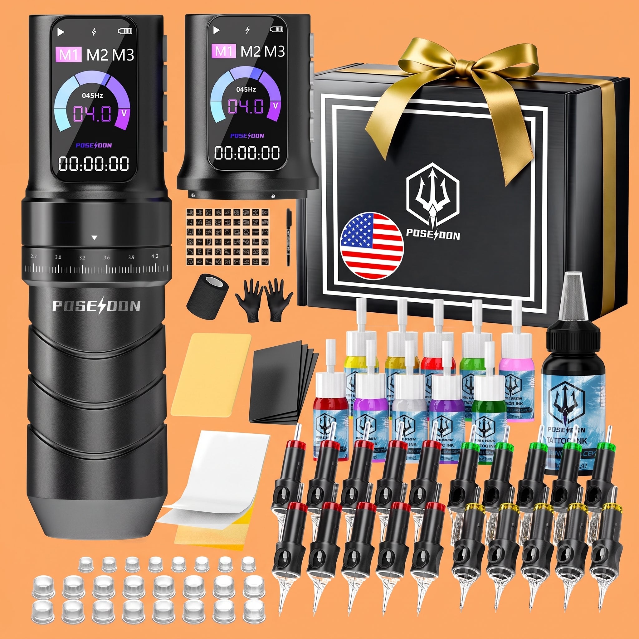 Wireless Tattoo Pen Kit by Poseidon - 2pcs Batteries 7 Strokes TK069