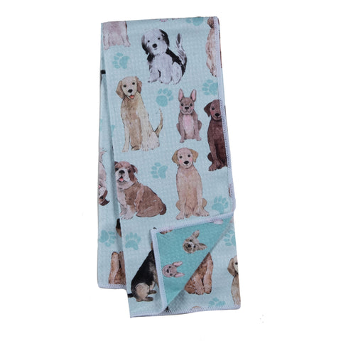 Dogs and Paw Prints Earth Towel R8633