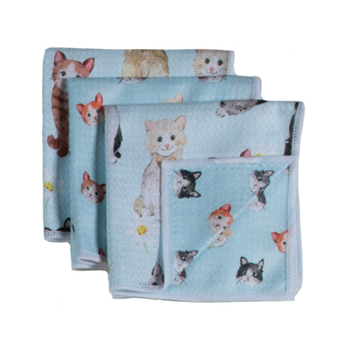 Cats and Daisies 3-Pack Earth Dishcloths R8637