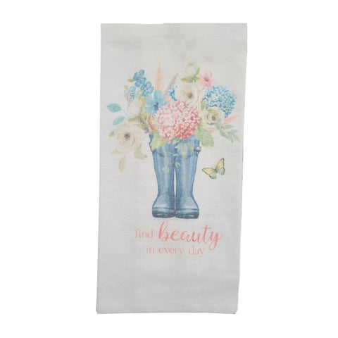 Summer Garden Boot with Flowers Kitchen Towel TT24