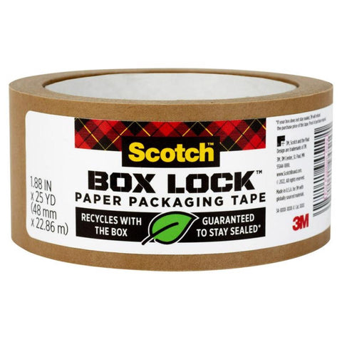 Scotch Box Lock Paper Packaging Tape 1.88 X 25 Yd