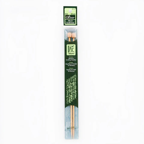 Takumi Bamboo Knitting Needles Single Pointed 9" No. 3 (3.25mm) 3022-3