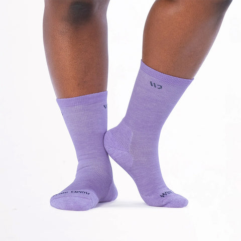 lavender, Women's Solid Basic Cushioned Crew Socks 9504