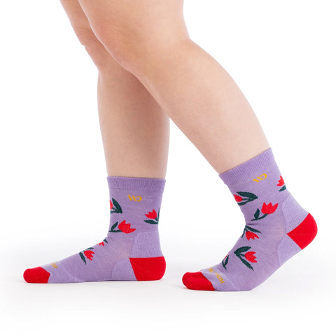 purple, Women's Full Bloom Cushioned Micro Crew Socks 9507