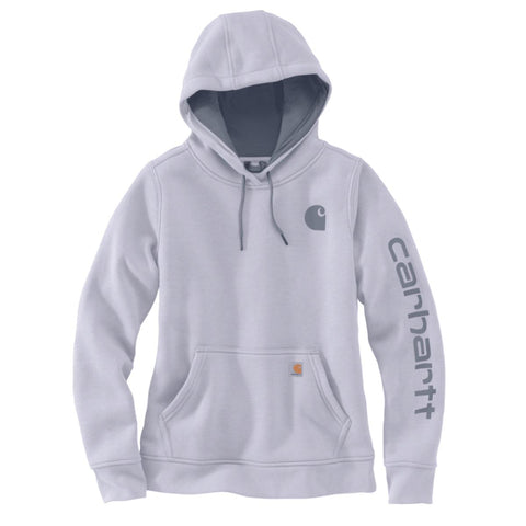 Carhartt women's Clarksburg midweight logo sleeve hoodie in Wisteria

