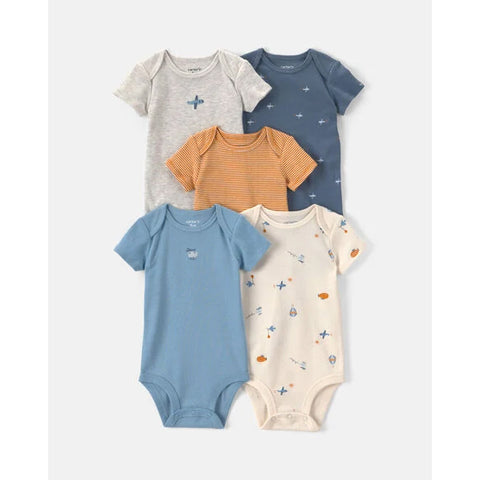 airplane, Baby Boys' 5-Pack Short-Sleeve Bodysuits 1V