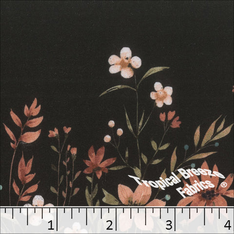 black, Double Brushed Border Print Fabric 572624