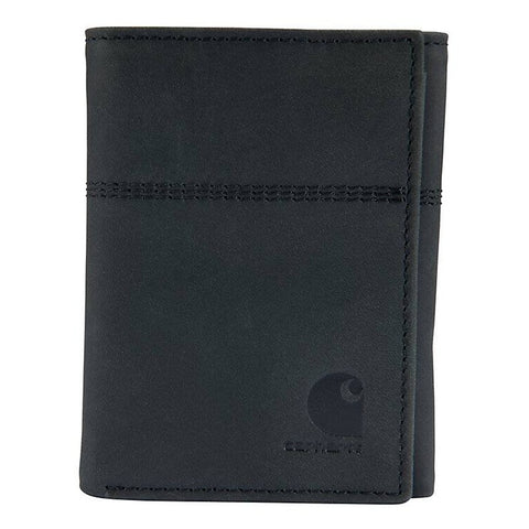 Carhartt saddle leather trifold wallet in black