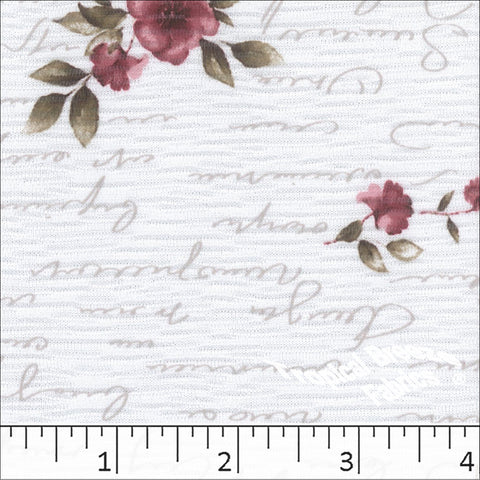 burgundy, Rebecca Knit Floral Print Fabric 573614