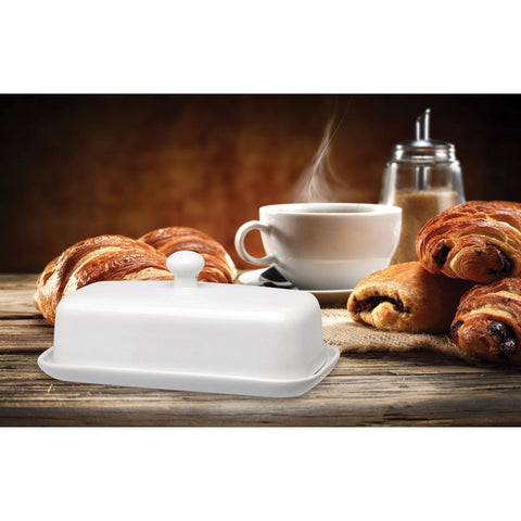 Butter dish on table 