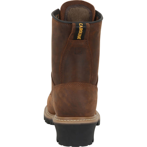 Back of leather Carolina work boot.