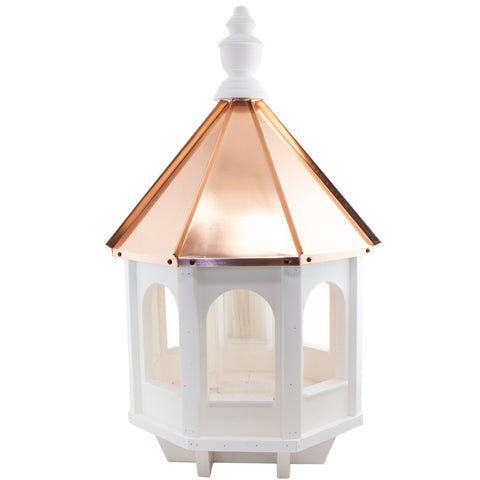 Copper roof bird feeder