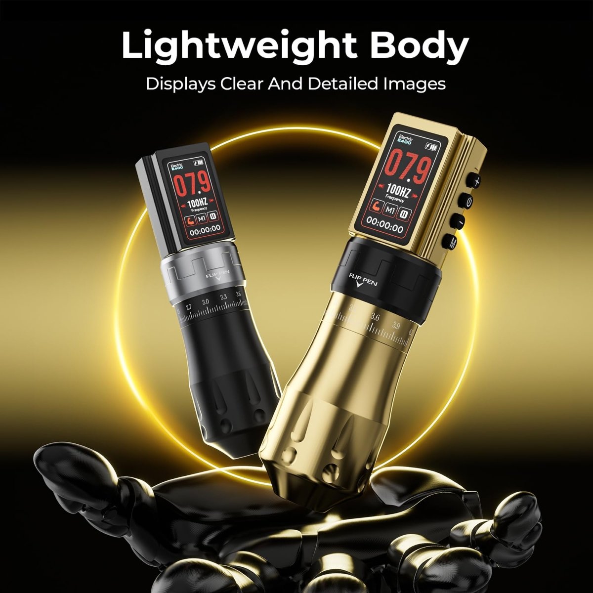 E400 Wireless Tattoo Pen Machine - Gold - Tattoo Unleashed