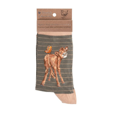 flutterly fabulous cow, Women's Stitched Socks