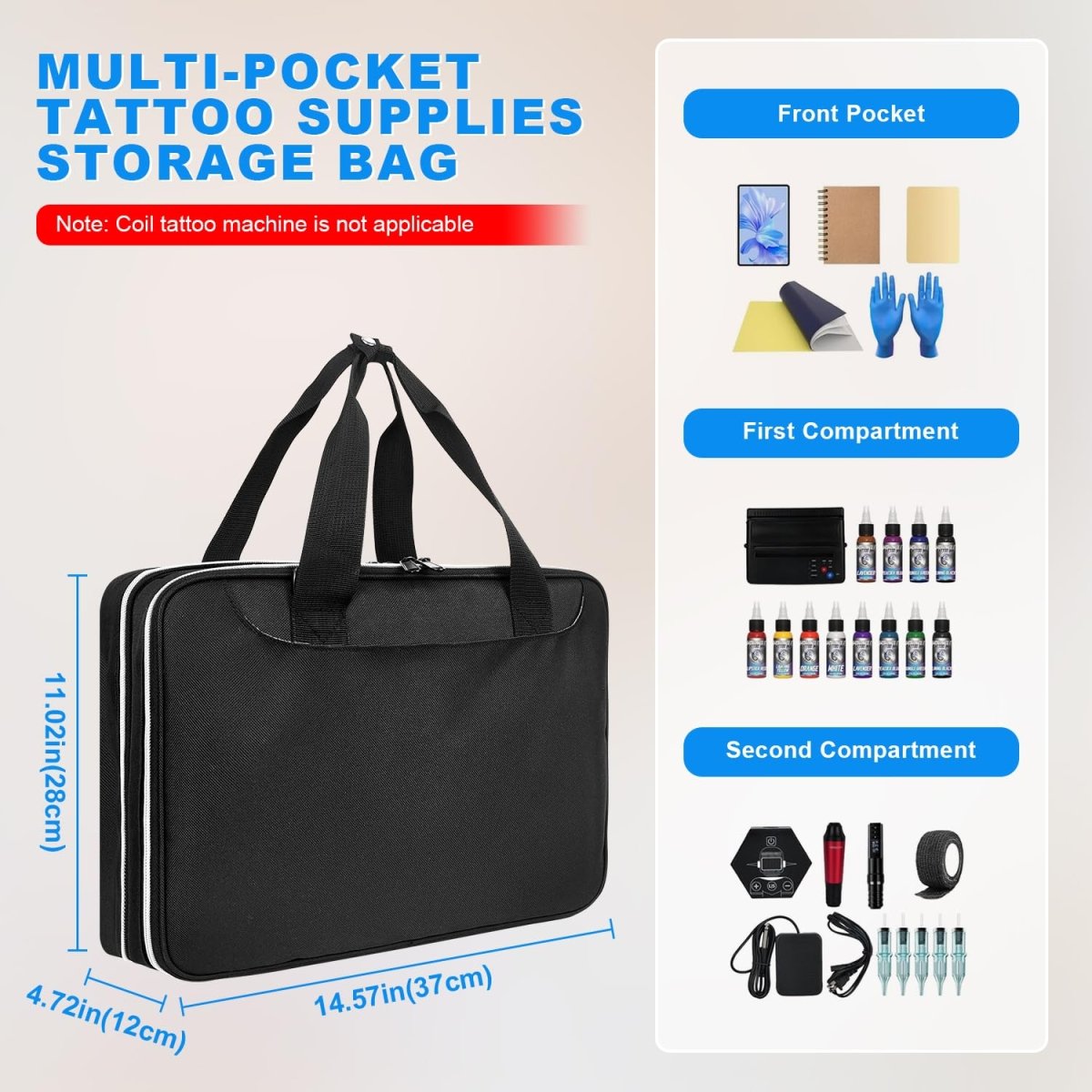 Generic Tattoo Case – Double Layer Travel Bag for Tools - Tattoo Unleashed