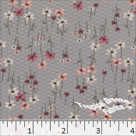gray, Dapple Knit Floral Print Fabric 572621