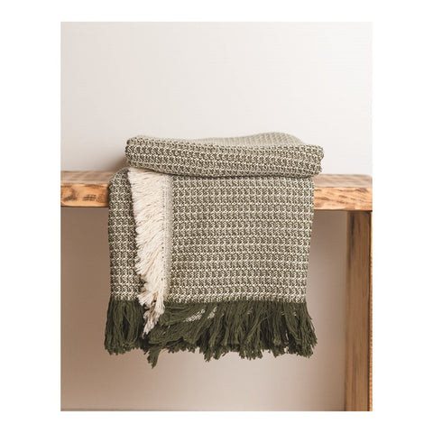 green, Zig Zag Woven Throw ASZZ