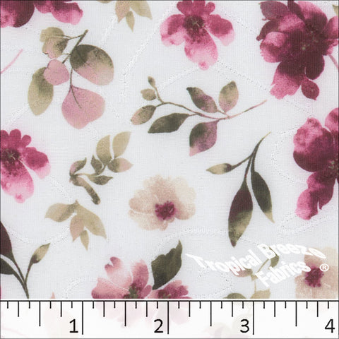 hot pink, Jacquard Knit Floral Print Fabric 572612