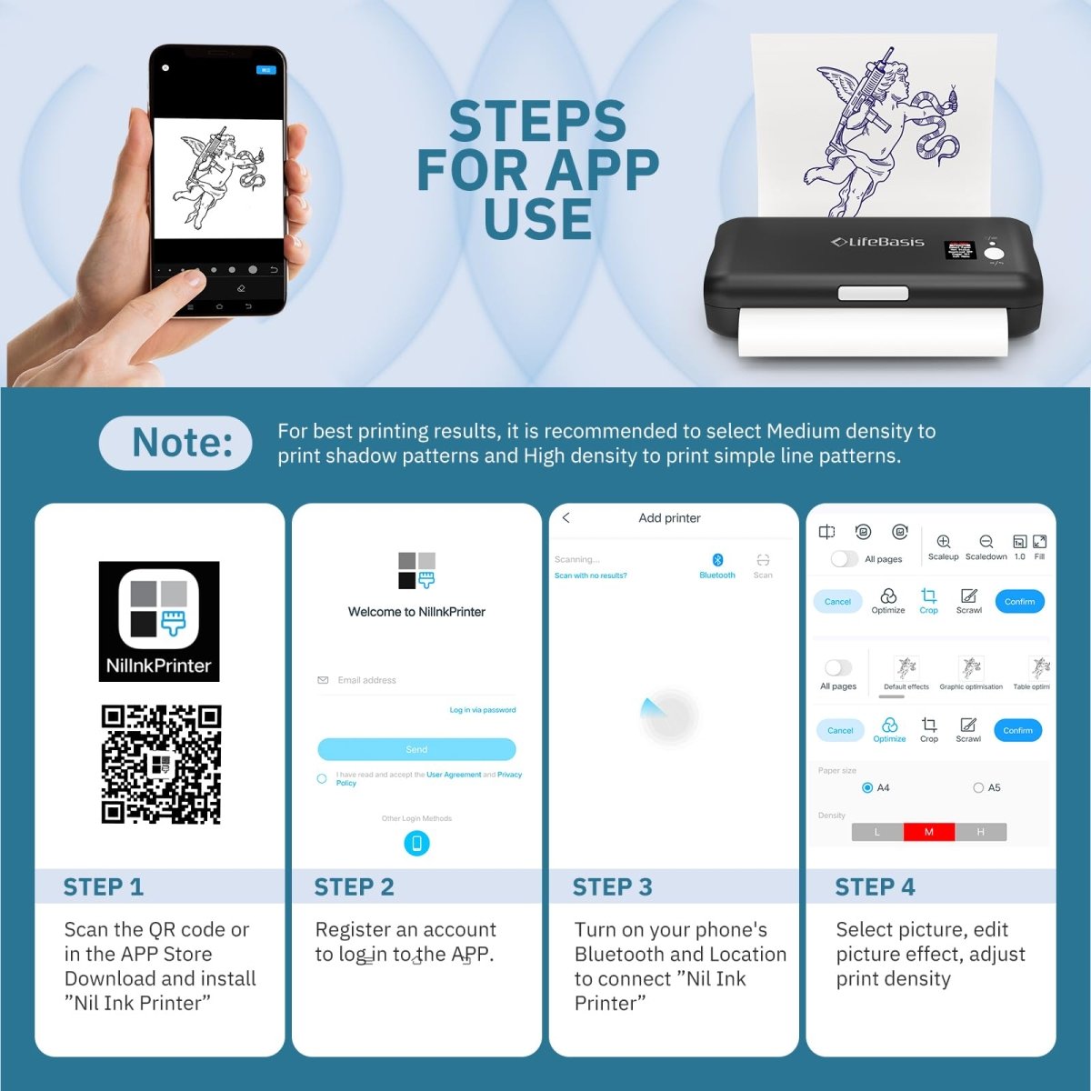 LifeBasis Wireless Tattoo Stencil Printer A4BT - A - Tattoo Unleashed