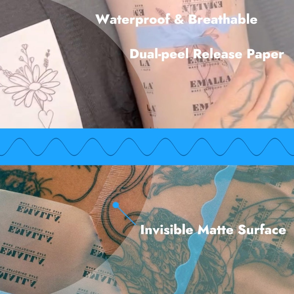 Matte Invisible Second Skin Tattoo Cover Protection Film by Emalla - 3.9in x 10.9yd - Tattoo Unleashed